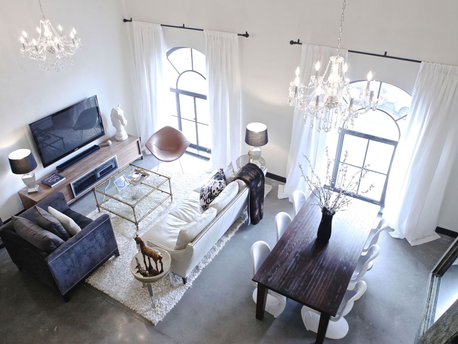 Luxury living & dining area in Corner Unit 2 at The Mayo Hotel