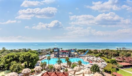 Spectacular Aerial shot of Aquaworld Belek Hotel