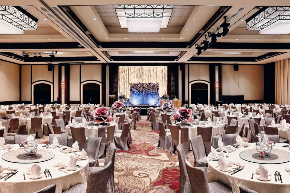 Banquet setup in a ballroom at Paradox Singapore