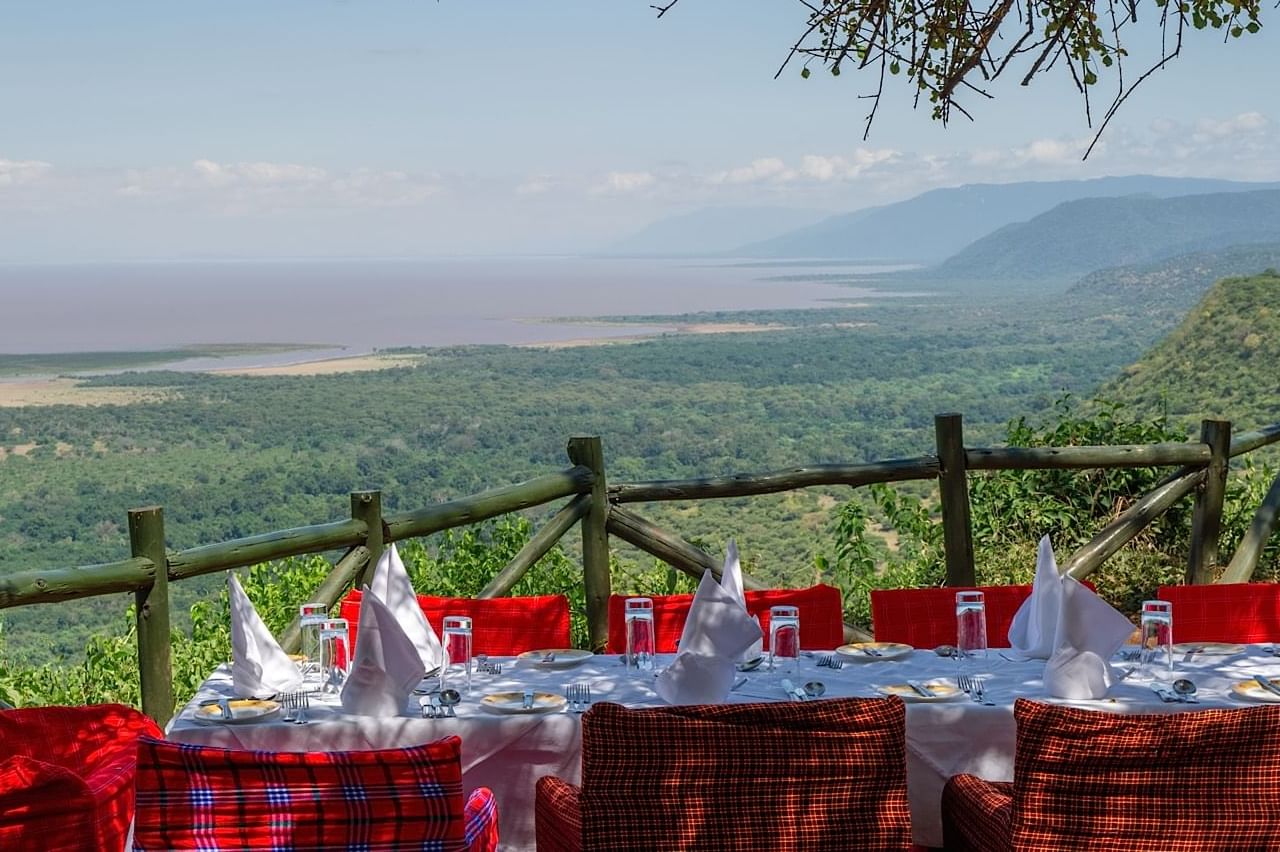 Dining area in The Bush Breakfast at Lake Manyara Serena Lodge