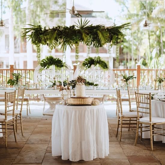 Modern tropical Terrace set up, Pullman Palm Cove Resort