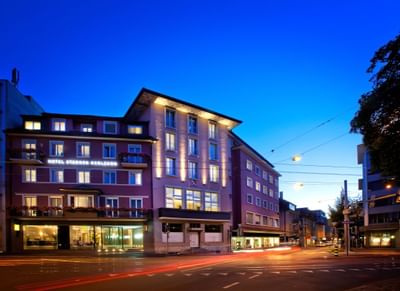 The exterior view of Hotel Sternen Oerlikon at night