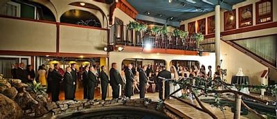 Wedding in the courtyard over the koi pond