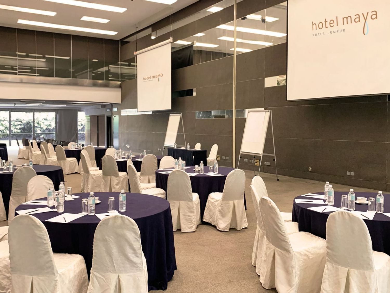 Banquet-style table setup in the Ballroom at Hotel Maya Kuala Lumpur City Centre