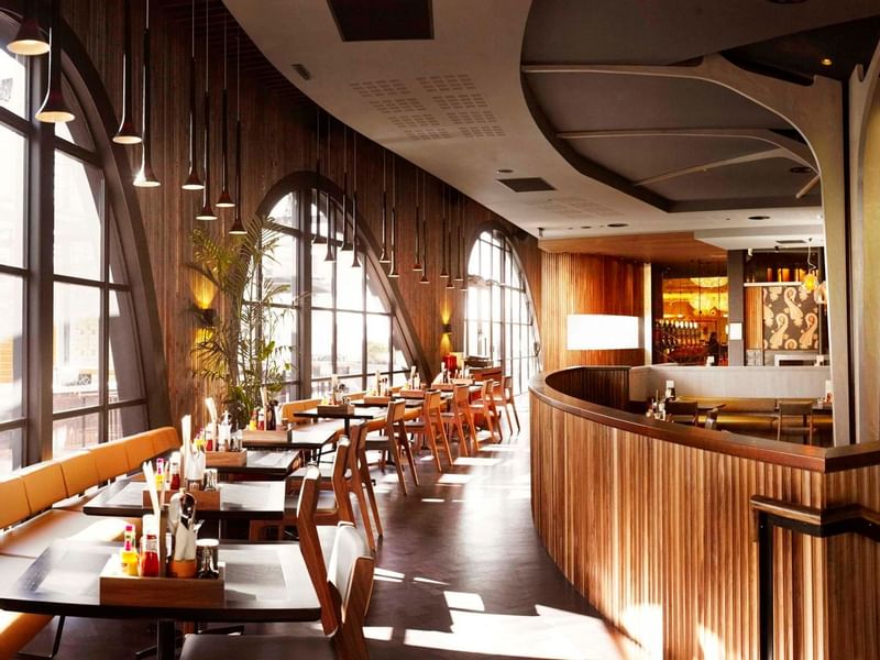 Bar counter & seating area in The Merrywell at Crown Perth