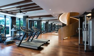A fully equipped gym at White Swan hotel