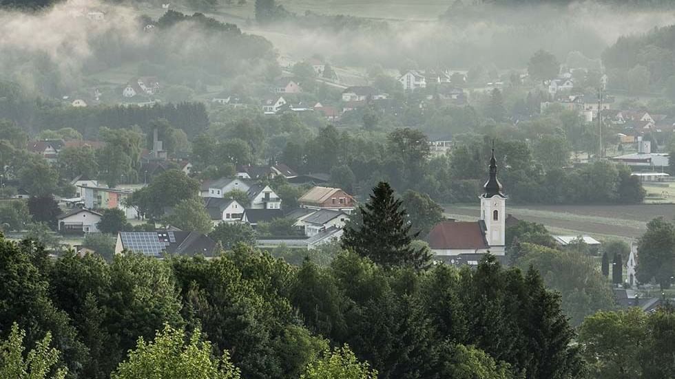 Hartberg city with mist near Falkensteiner Hotels