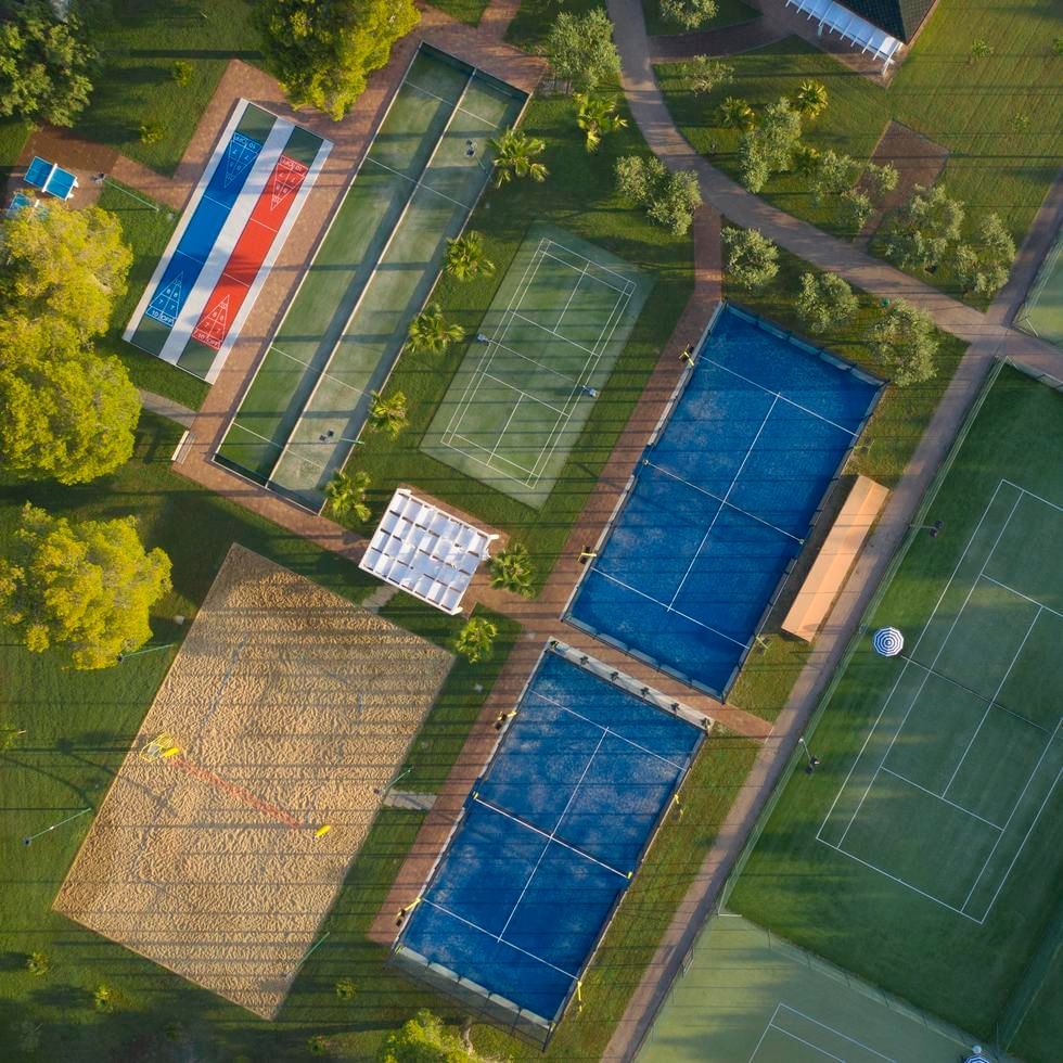 Aerial view of a sports center near Falkensteiner Hotels