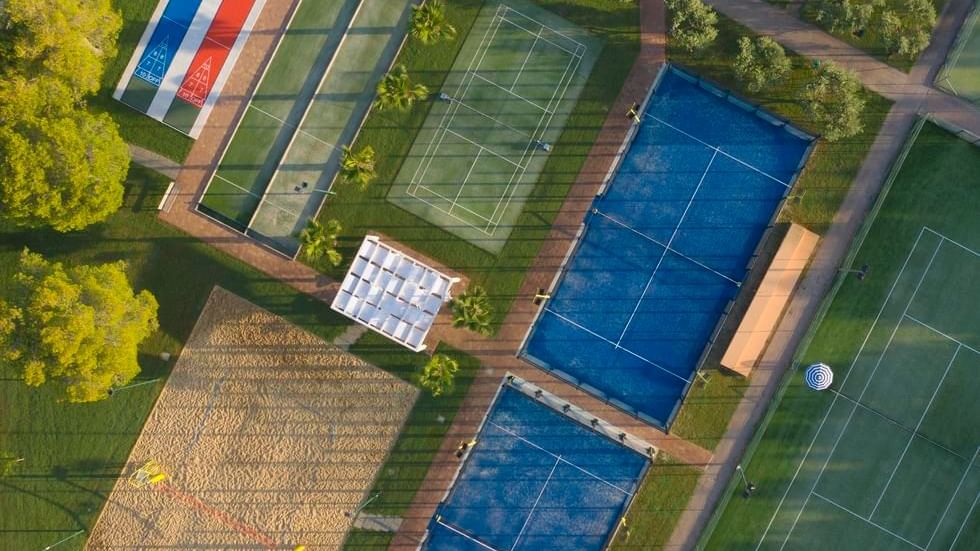 Aerial view of a sports center near Falkensteiner Hotels