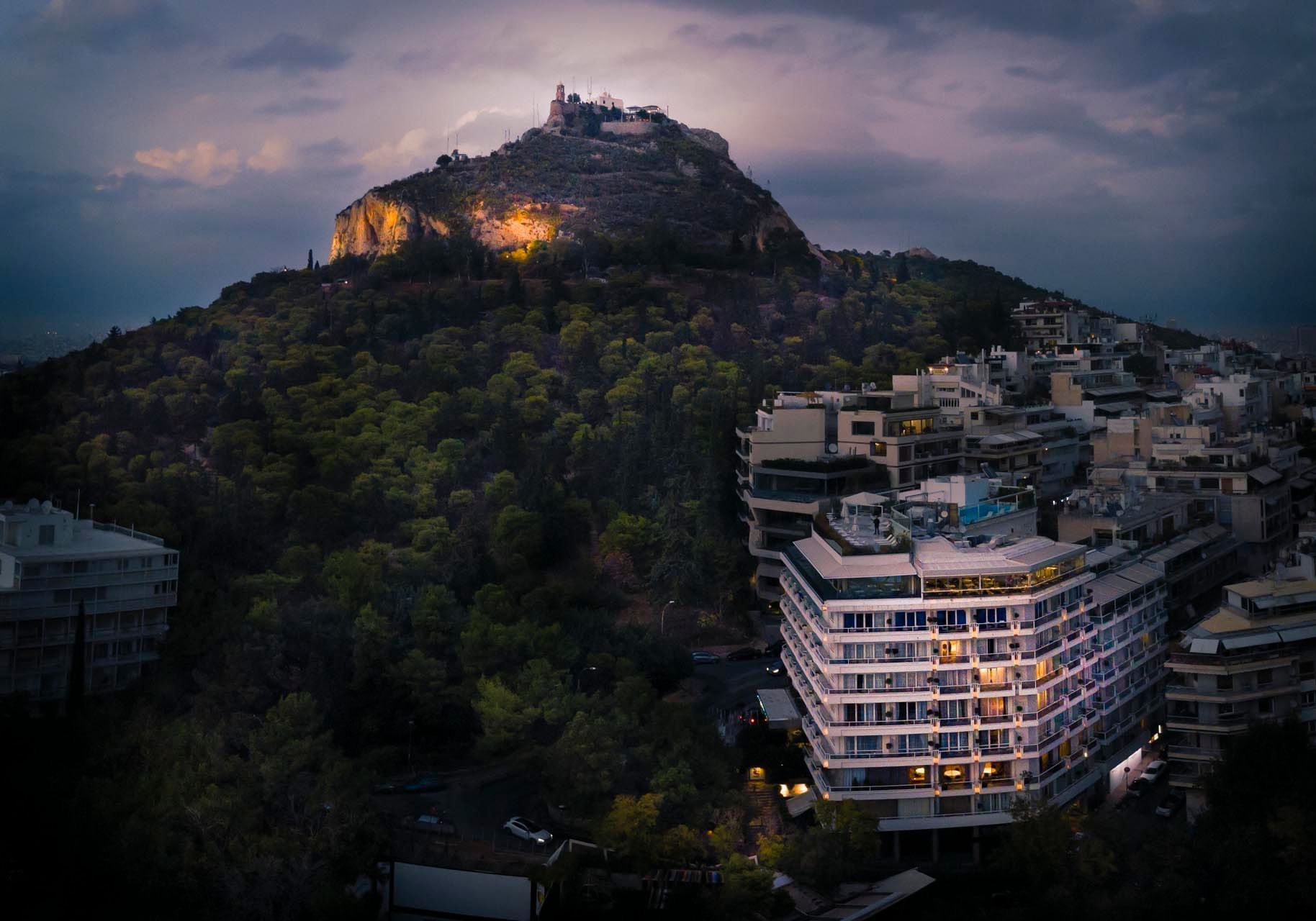 Mountain with city view from St George Lycabettus 