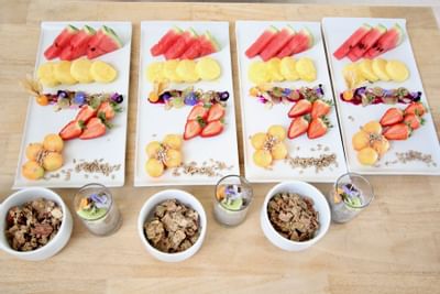 Close up on plated fruits on a table at Retreat Costa Rica