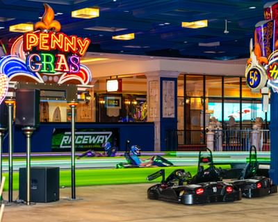Indoor go-kart track in Lucky Snake Arcade & Sports Bar at Showboat