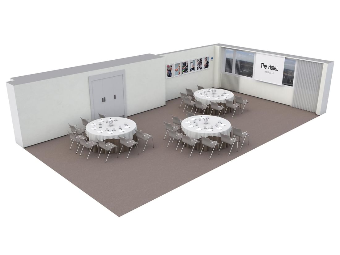 3D plan of Meet 26 Three meeting room at The Hotel Brussels
