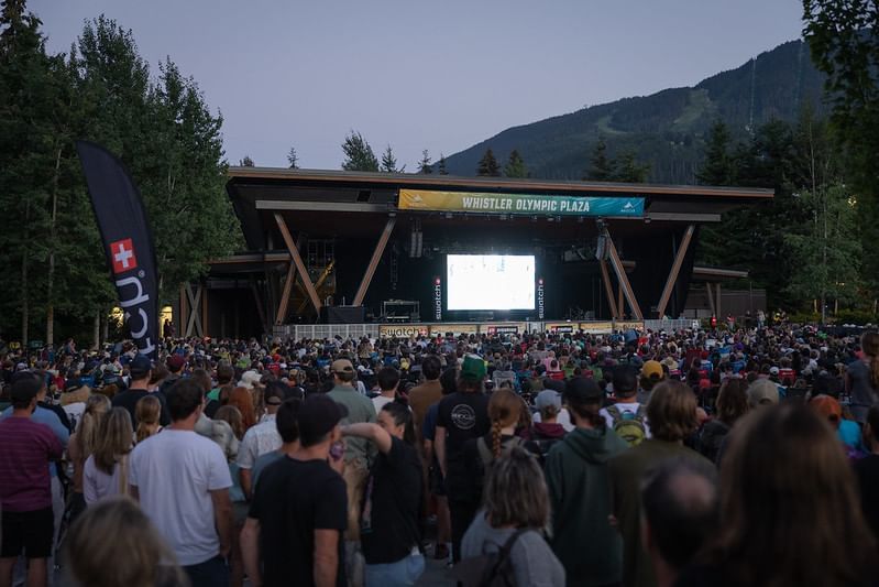 Crowded concert in Whistler Olympic Plaza near Blackcomb Springs Suites