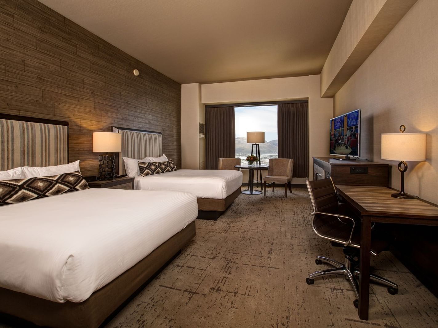two beds in a hotel room