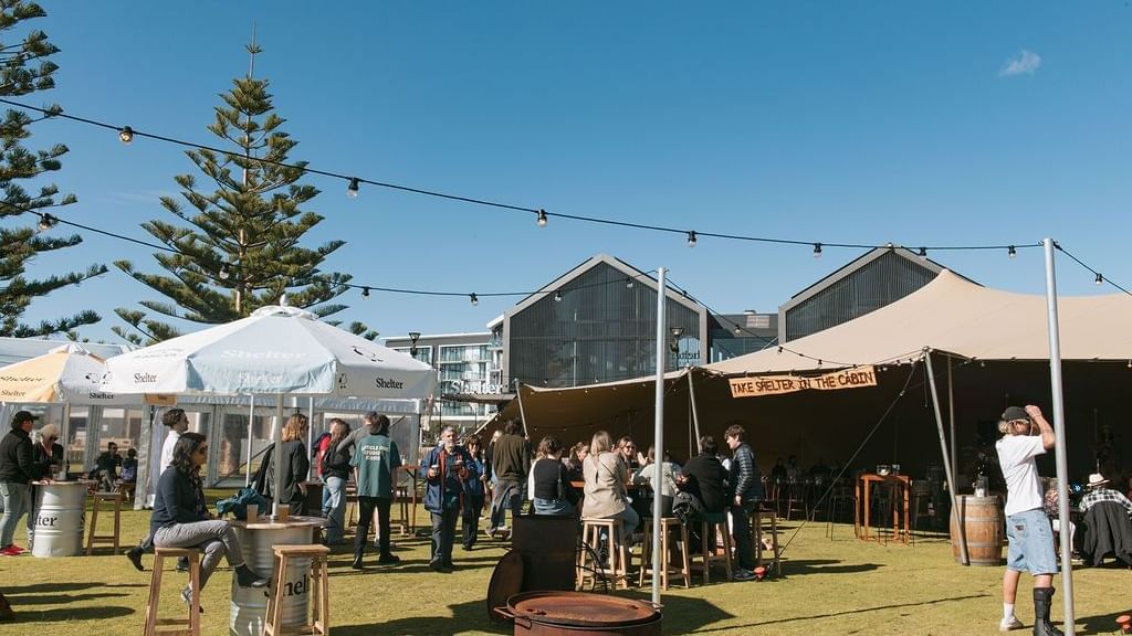 Set up image of Cabin Fever Fest marquees