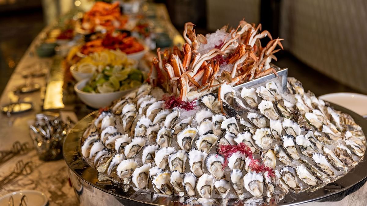 Seafoods in Epicurean restaurant at Crown Towers Sydney