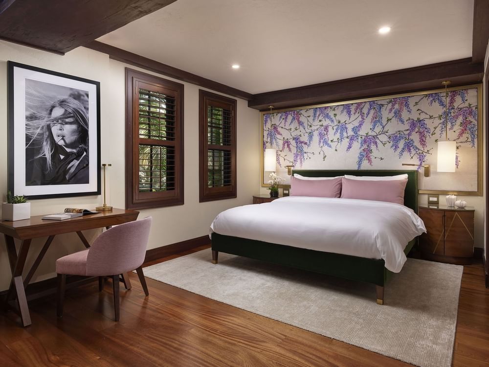 Bed & furniture in Luxury Guestroom at Brazilian Court 