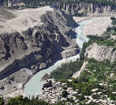 An aerial view of Altit Khun Village near Serena Altit Fort