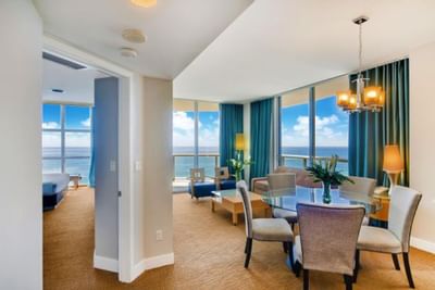Living room with ocean view, Penthouse at Marenas Resort Miami