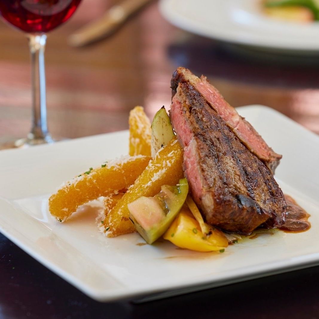 Grilled steak and polenta