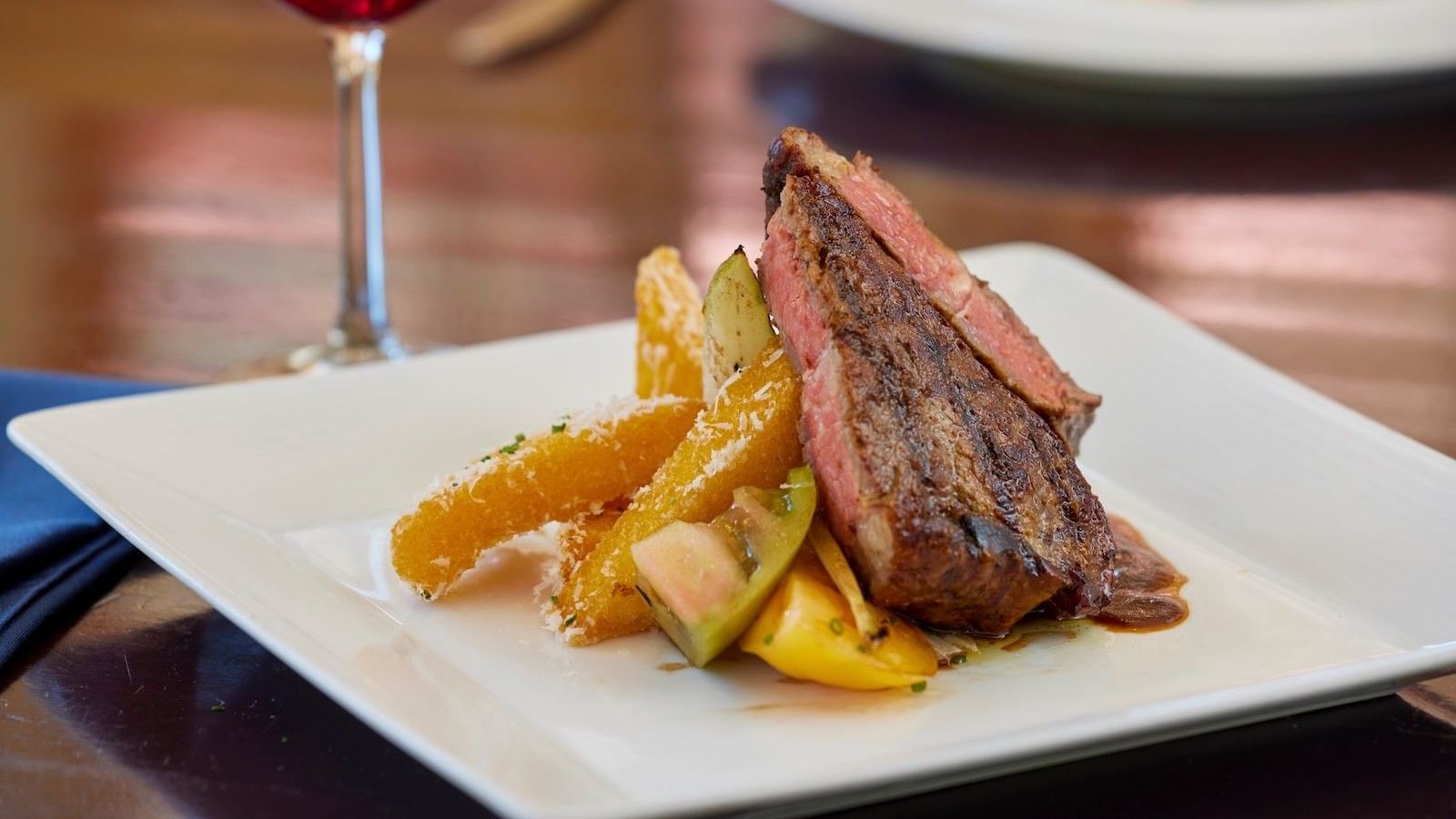 Grilled steak and polenta