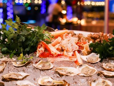 Close-up of seafood on ice, The Morgan Resort Spa Village