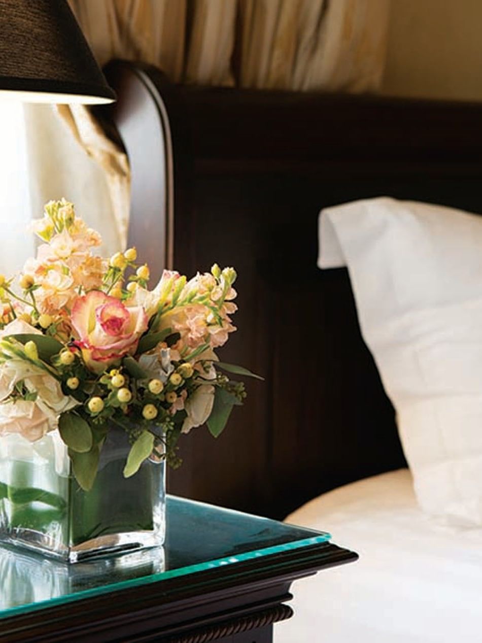 Flowers on bedside table