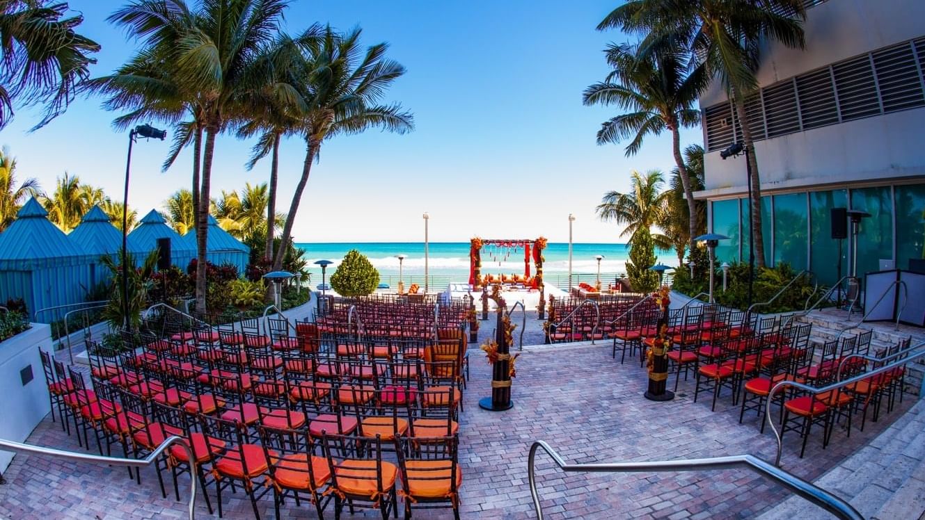 Theatre set-up arrangement in South Palm Court at The Diplomat Resort