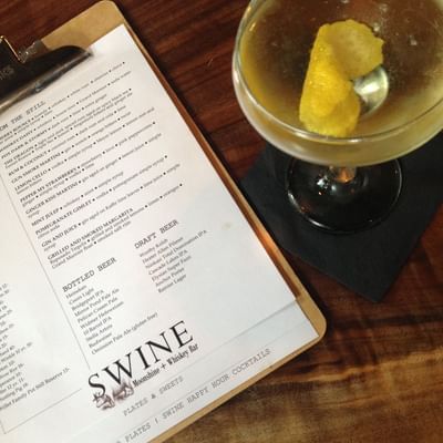 Menu card at Swine Restaurant in Paramount Hotel Portland