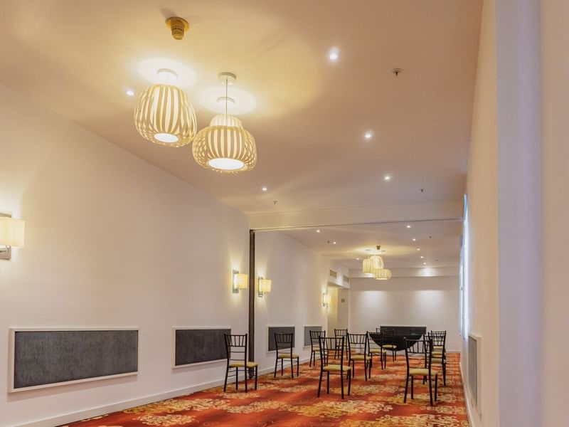 Rubi B Event room with theater-style set up at Gamma Hotels