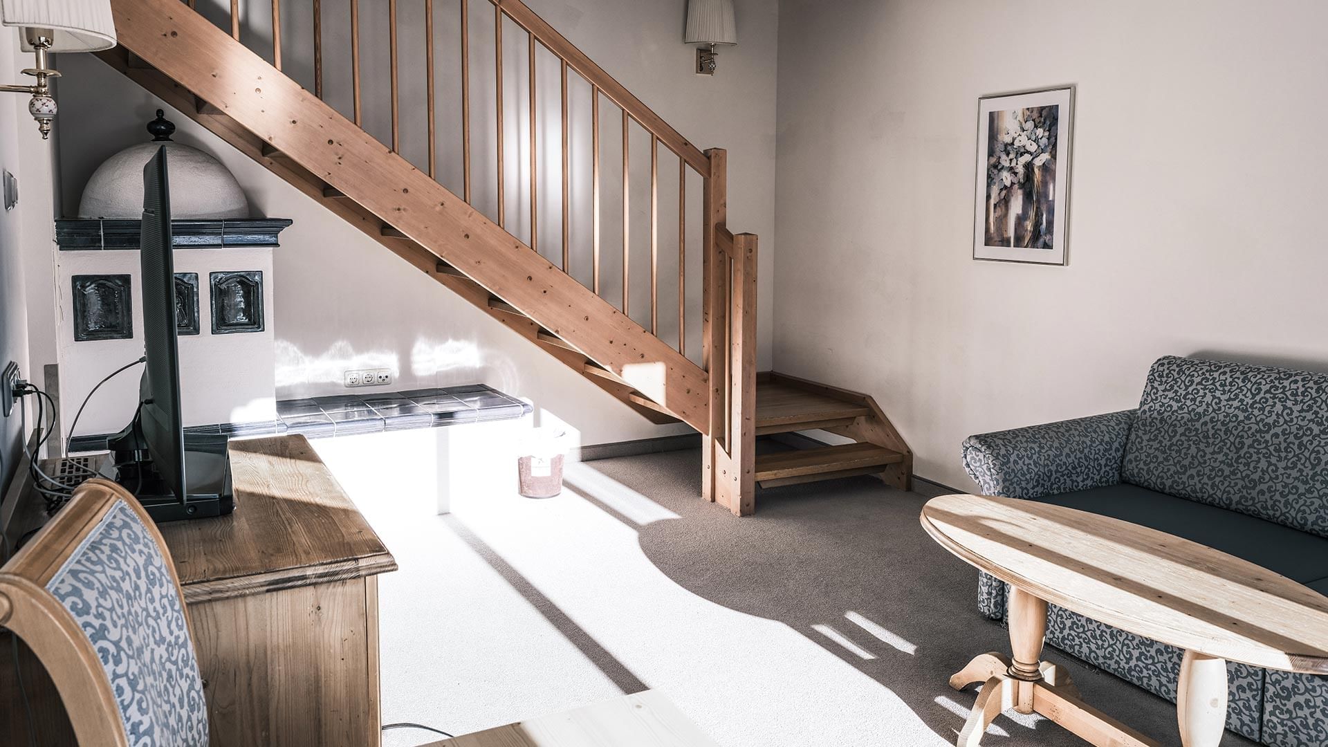 Stairway & Livingroom Family Maisonette at Falkensteiner Hotels