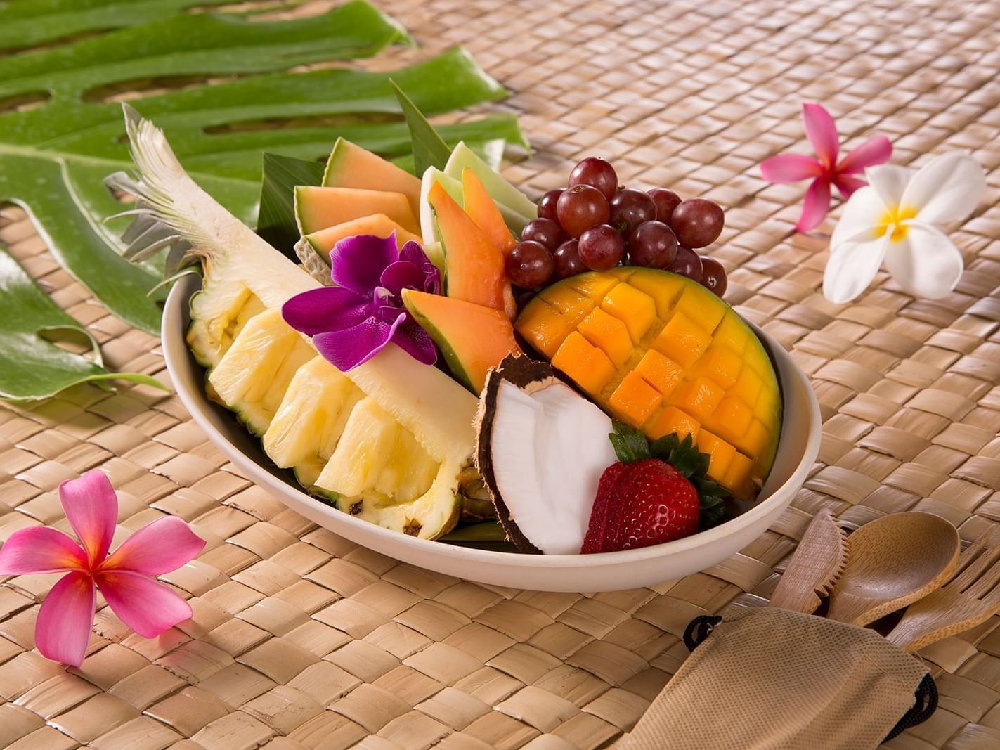 Bowl of fruits served at Ka'anapali Beach Hotel Hawaii