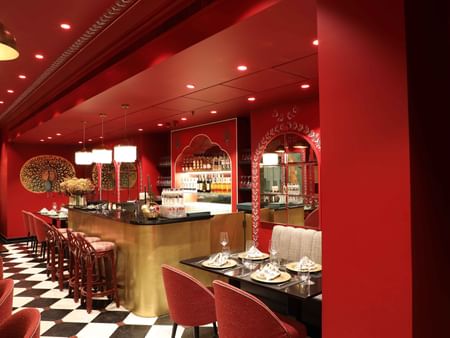 Seating by the bar counter in Al Hindi Restaurant at Warwick Palm Beach Hotel - Beirut