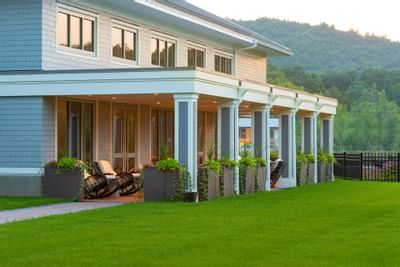 grass lawn and outside terrace of building