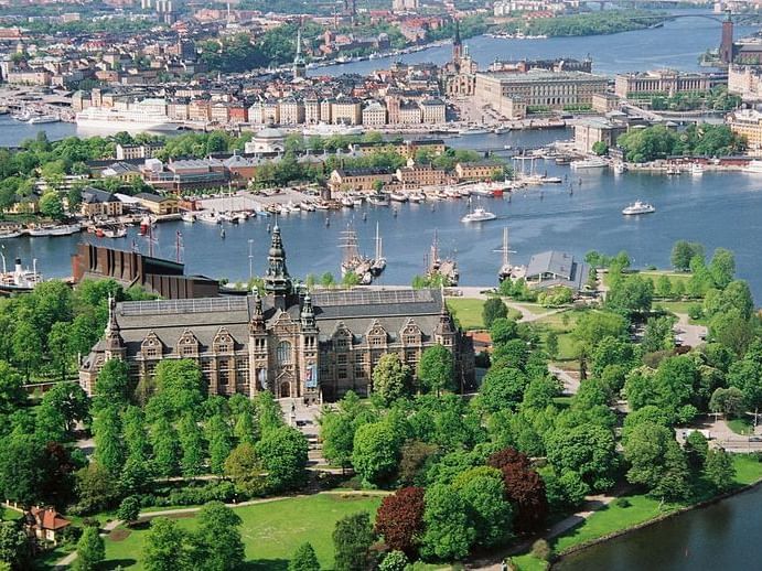 Aerial view of the Nordiska museet near The Sparrow Hotel