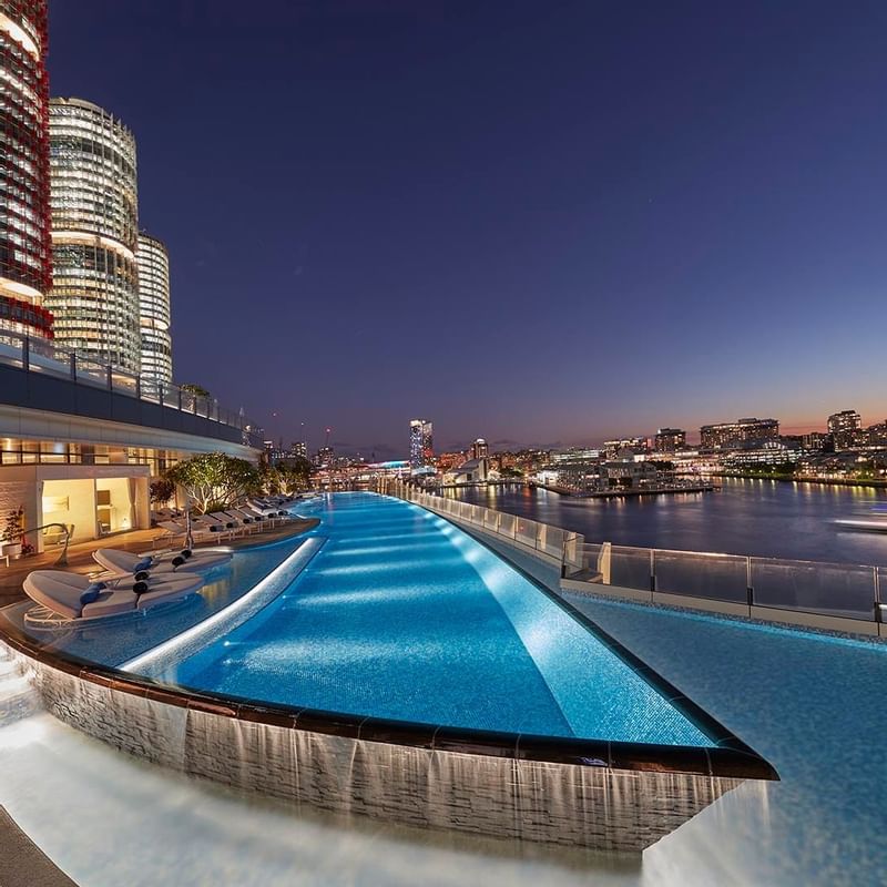 A pool front view at Crown Towers Sydney Hotel
