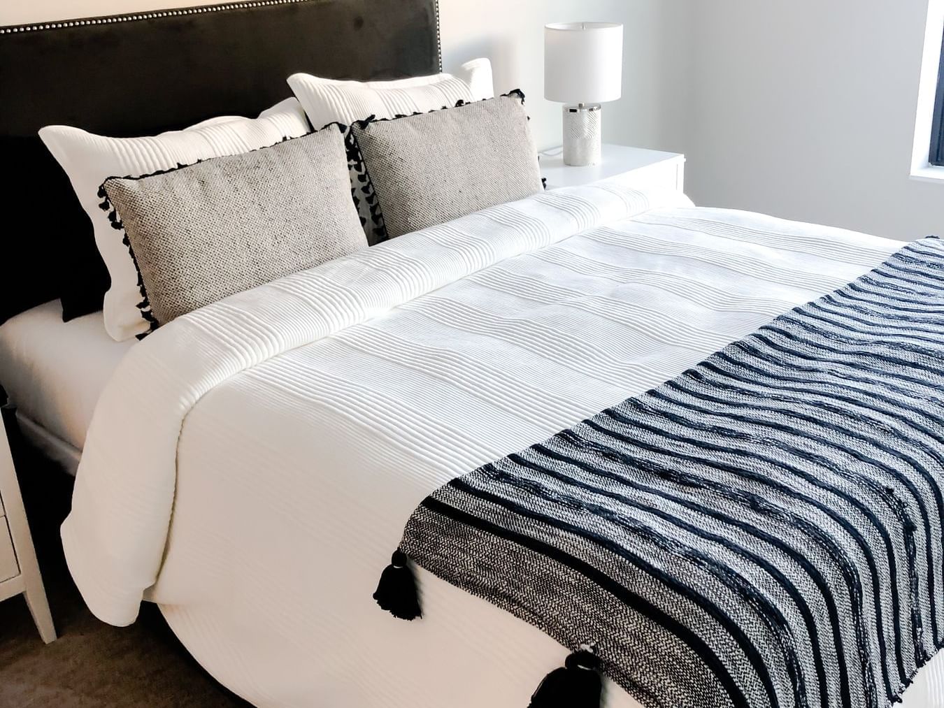 bed with throw