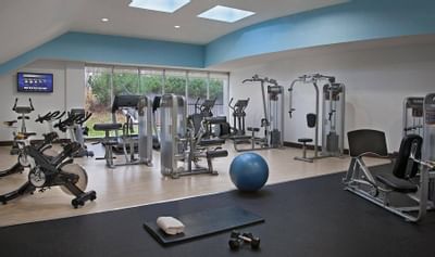 Workout equipment in hotel fitness facility