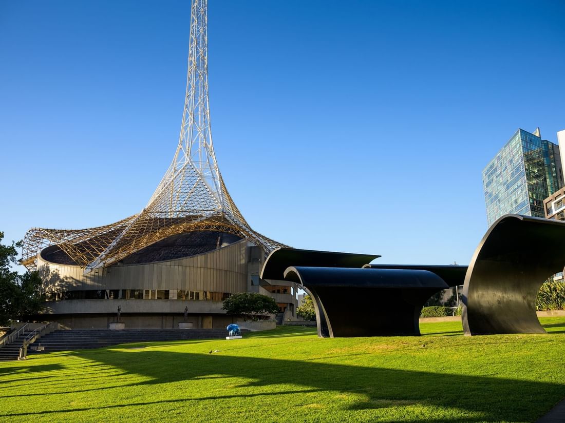 Exterior view of Arts Centre Melbourne near Quay West Suites Melbourne