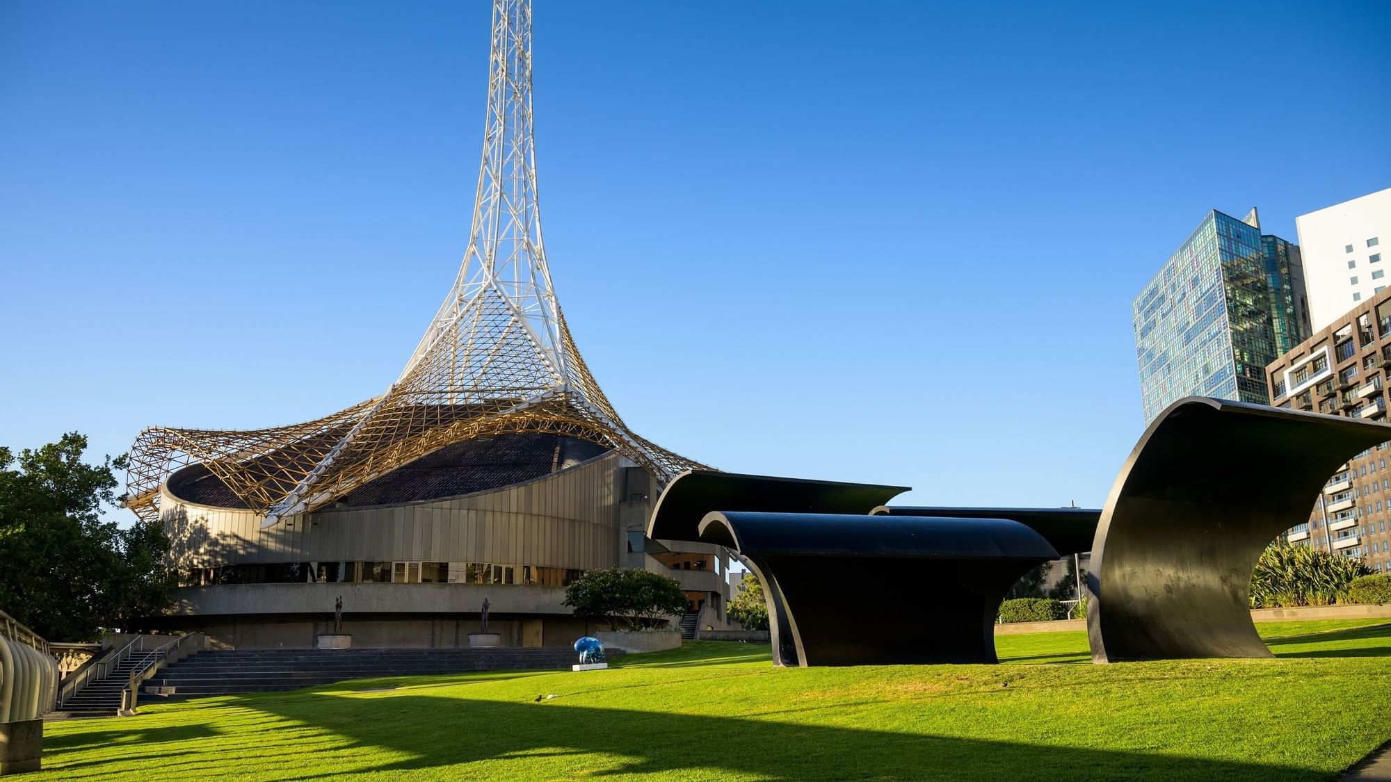 Exterior view of Arts Centre Melbourne near Quay West Suites Melbourne