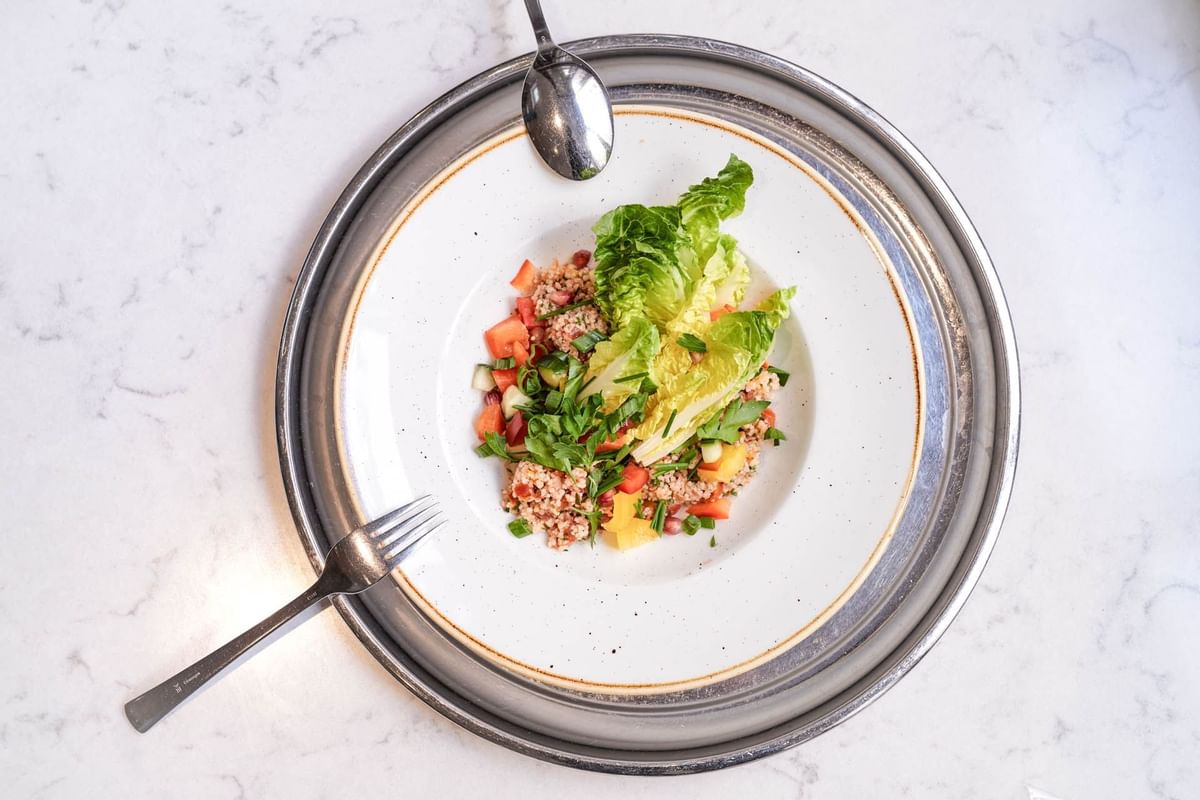 A couscous bowl served at Flemings Hotel Munchen Schwabing