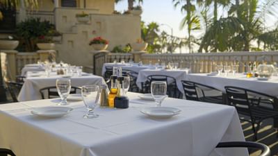 siena restaurant balcony dining and tablescape