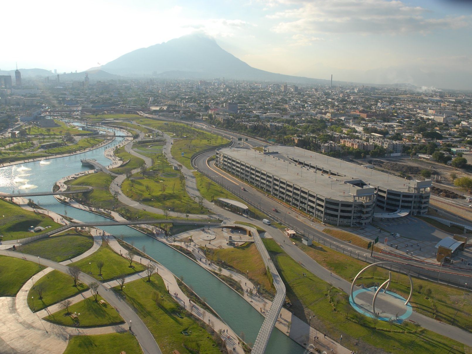 Aerial view of Ride Santa Lucia in the Monterrey city