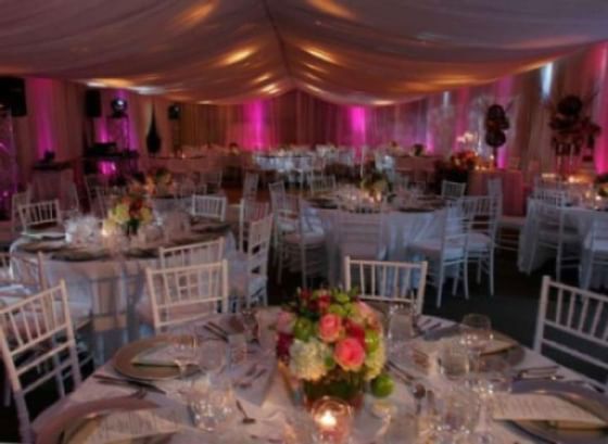 Wedding reception with accent lighting