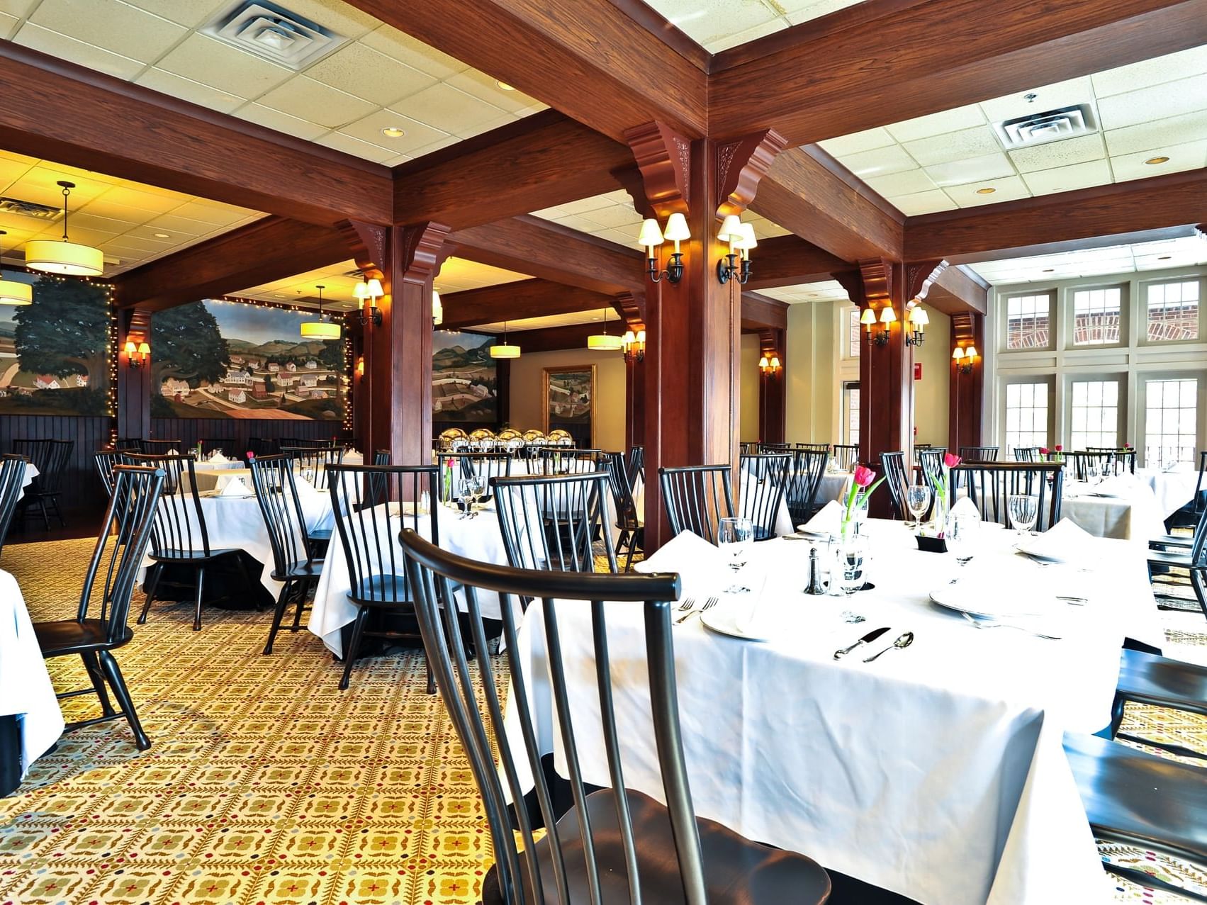 Interior view of Evergreens Main Dining Room at The Simsbury Inn