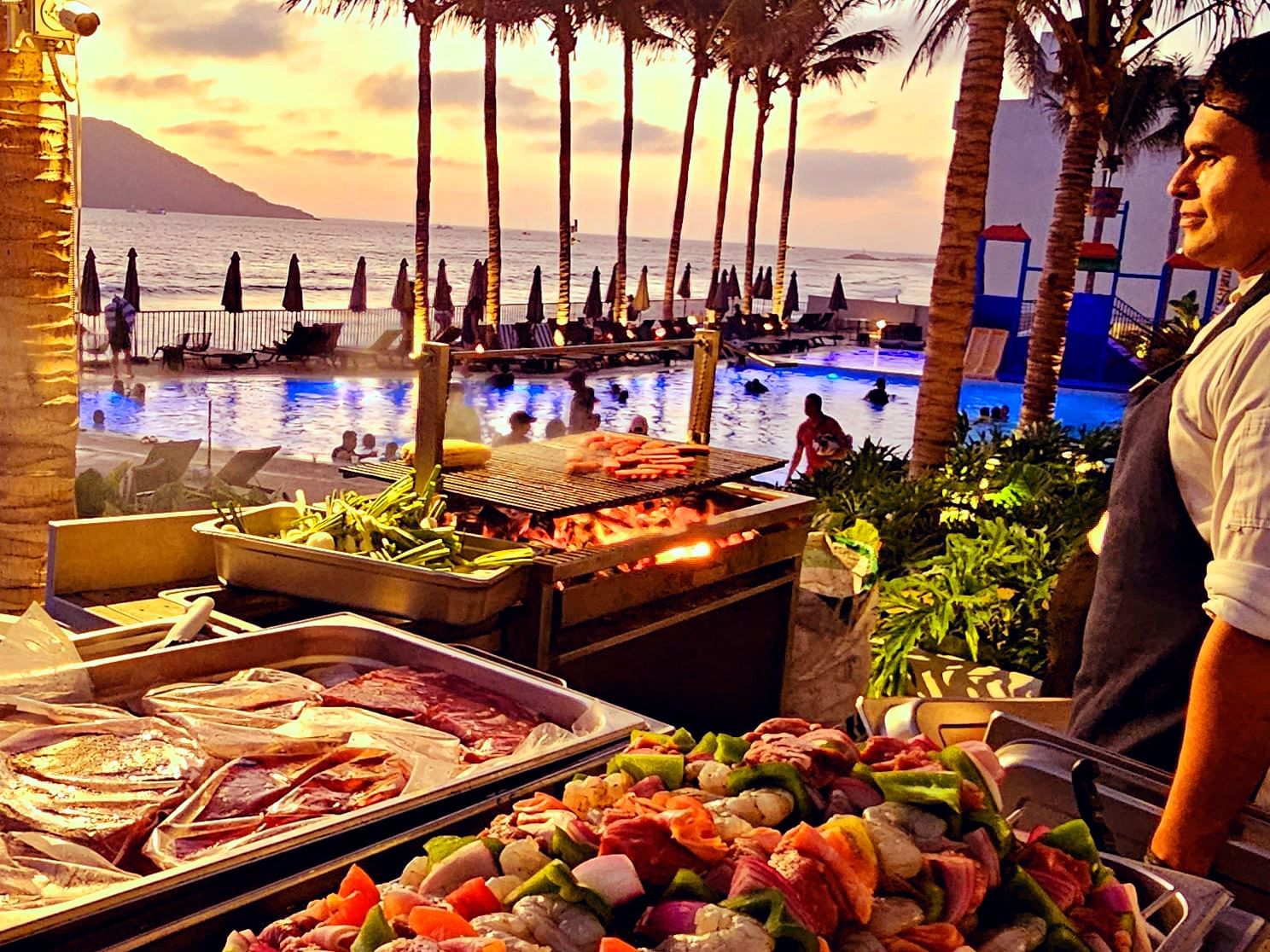 BBQ grill in Tramonto Terrace at Viaggio Resort Mazatlan