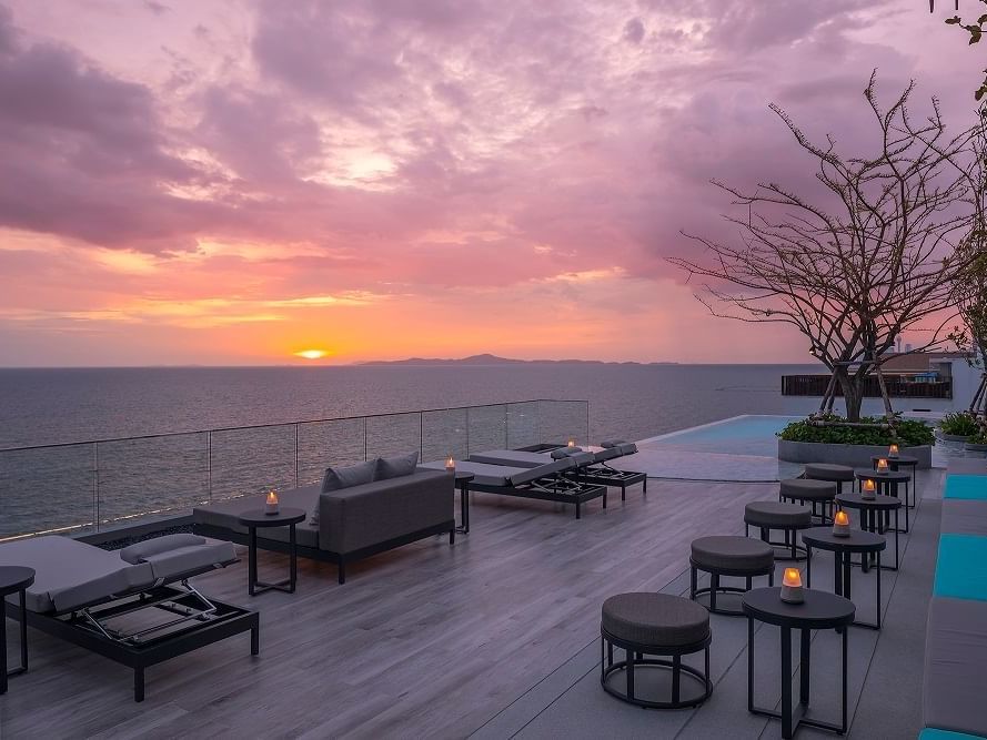 Lounge area with ocean view at Rooftop Bar at U Hotels