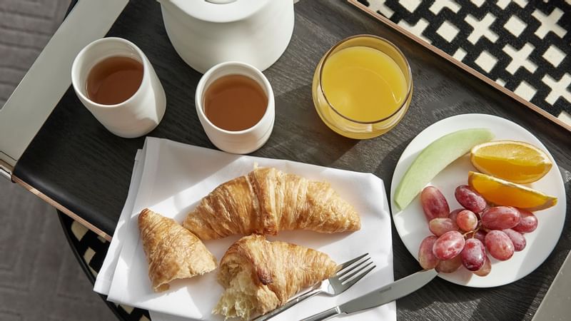 Breakfast plates served on a table at Crown Hotels