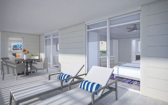 Balcony lounges in Sunsuites at Sunseeker Resort